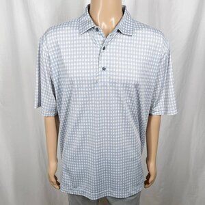 FootJoy FJ Mens XL Light Blue White Geometric Print Short Sleeve Golf Polo Shirt